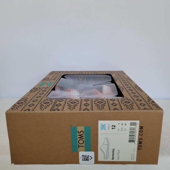 TOMS Mens Berkeley Faux Fur Lined Slip-On Slippers-Red Plaid- Men's Size 12 - Picture 15 of 15